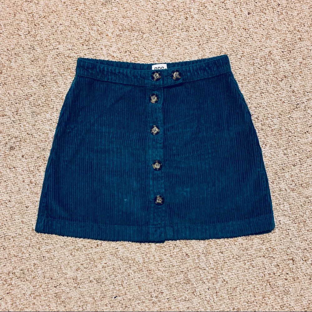 Urban Outfitters Blue Corduroy Button-Down Skirt